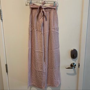 Pink wide leg pants with belt